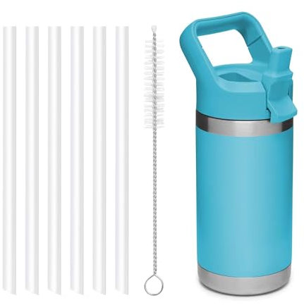 Bubrike Replacement Straws for YETI Rambler Jr. 12 oz Kids Bottle - 6 BPA, BPS, and BPF Free Straws with 1 Cleaning Brush