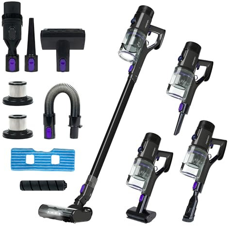 Noaton Aspirapolvere Senza Fili, 46000 Pa/600 W, Fino a 85 min, 220 AW, con Modo Automatico, Scopa Elettrica Senza Fili, con Display, Adatto per Tappeti/Peli Animali, Filtro HEPA, Deluxe Edition