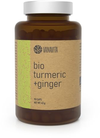 VanaVita BIO Kurkuma + Ingwer Kapseln - Kurkuma Ingwer Kapseln mit schwarzem Pfefferextrakt, glutenfrei & laktosefrei, unterstützt Verdauung & Immunsystem, Superfood, 90 Kapseln
