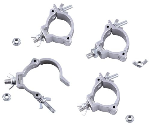 AOMIKITSTU Traversen Klammern Bühnenlichtklemme 4 Stück, Silber Schnellschnalle Bühnenbeleuchtungsklemme, Traversenklemme für 48-51mm Außendurchmesser-Rohr