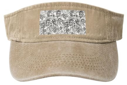 iftoday Freizeit-Visierhüte für Damen, Herren, Cowboy, leeres Top, Sonnenblenden für Damen, UV-Schutz, verstellbare Sonnenblende, Damen-Visierhüte, Handgezeichnete Zapfen und Blätter, One size