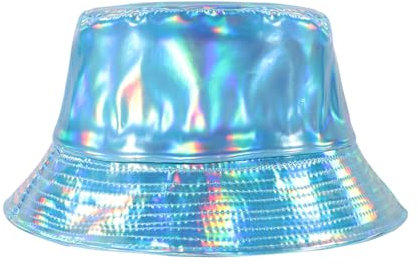 MILAKOO Wasserdichter Eimer Hut Punk Hip Hop Hut Unisex Hologramm Regenkappe für Motto Party Blau