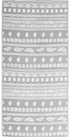 vidaXL Outdoor Teppich Doppellagiges Jacquard-Muster Balkon Terrasse Garten Außenteppich Balkonteppich Gartenteppich Terrassenteppich Grau 80x150cm PP