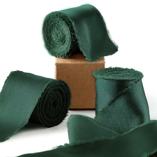 Ligtmor Geschenkband Satinband 3,8cm x 13,5m chiffonband Schleifenband Stoffband Hochzeit Seidenband - Dunkelgrün