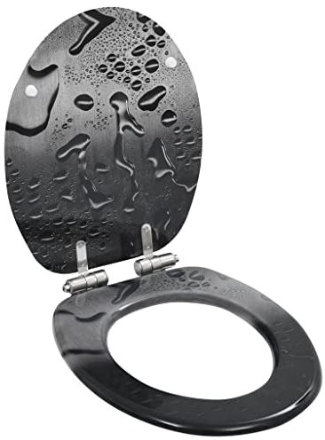 Homgoday Casa Mobilia WC-Sitz, Deckel mit weichem Verschluss, MDF Wassertropfen, WC-Deckel
