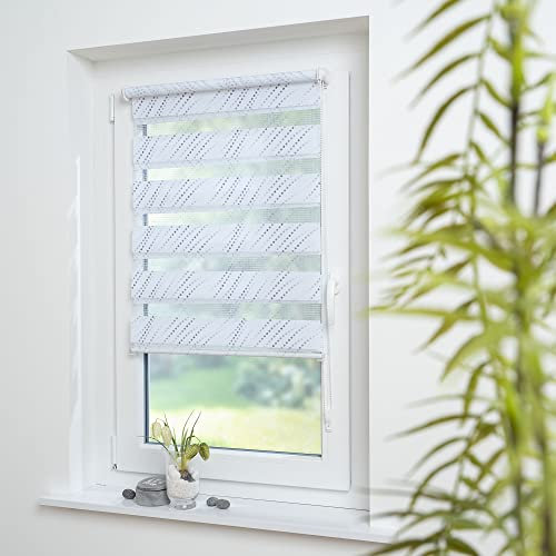 Gardinen Senay, Klemm-Fix Doppelrollo, mit verstellbaren Klemmträgern, Gemustert Karo 45cm-120cm (75x150)