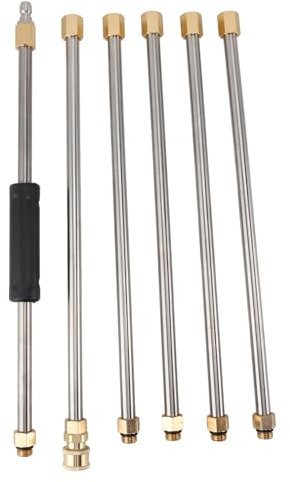 Rallonge de Nettoyeur Haute Pression en Acier Inoxydable, 90 Pouces, Lance de Nettoyeur Haute Pression pour le Nettoyage du Toit, Ensemble de 6 Pièces pour Nettoyer les Toits,