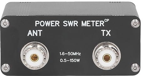 Power SWR Meter, 1.6 to 50MHz Digital Standing 150W, HF Shortwave for FM AM CW SSB Ham Radio, 5 Display Modes, Lithium Battery
