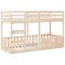 vidaXL Etagenbett, Kinderbett mit Rausfallschutz Leiter, Stockbett mit Lattenrost, Bett Holzbett Bodenbett, 90x190cm Massivholz Kiefer