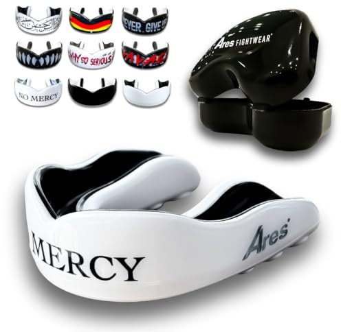 Ares Fightwear® Premium Mundschutz Boxen inkl. Aufbewahrungsbox für Kampfsport, MMA & Athleten I Maximaler Zahnschutz dank idealer Passform in TOP Qualität I Profi Mouthguard für Herren & Damen