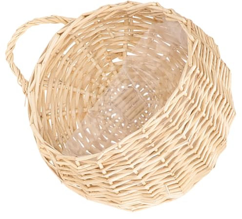 OFFSCH Cesta Colgante De Pared De Ratán Grande Beige para Decoración Interior, Maceta Tejida Natural para Flores y Plantas, Cesta Multifuncional para Cocina y Jardín