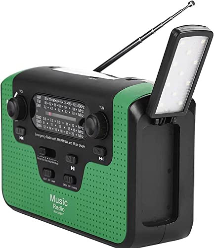 ESHINEDE Radio météo - Radio d'urgence NOAA Radio à manivelle Lampes de Poche for Les urgences AM/FM Main Solaire - Radio à Piles avec Chargeur de téléphone Portable - Radio d'urgence