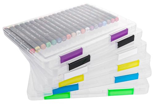 Oungy 6 piezas de caja de documentos A4 de plástico, caja de archivo portátil A4, caja de archivos de plástico transparente, cajas de archivo, almacenamiento de papel, organizador de documentos para