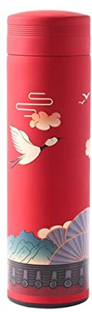 Botella de Agua Aislada Thermoses de Frasco Botella de agua Aspecto elegante Exquisito Acero inoxidable Termos, Temperatura de la pantalla Deportes y Viajes(Rot)
