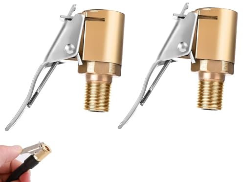 MOYWYCNO Tire Air Chucks, 2Pcs Brass Tyre Valve Air Pump Clip, Car Pump Accessories Thread Nozzle Adapter, Open End Car Truck Tyre Tire Inflator Valve Connector for Car Truck 8mm