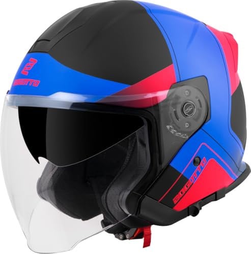 Bogotto H586 City-B Jethelm, schwarz matt/rot/blau, XL
