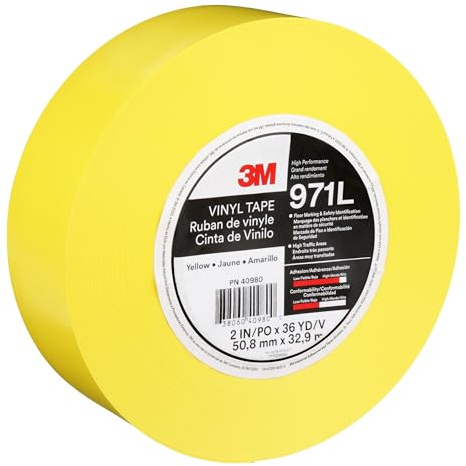3M Langlebiges Bodenmarkierungsband 971L, Gelb, 50.8 mm x 33 m, 0.43 mm | Individually Wrapped Conveniently Packaged
