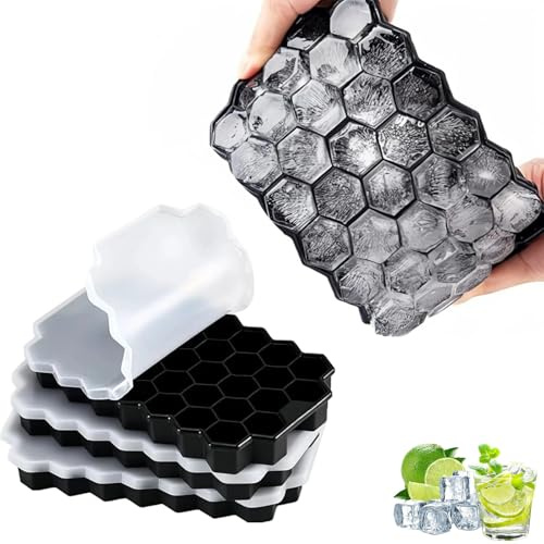Ceeyoll 2 Stück Eiswürfelschalen für den Gefrierschrank mit Deckel,Eiswürfelform Silikon,Eiswürfelform,Es kann kleine Eiswürfel einfrieren und lässt sich leicht zerlegen und in eine Cocktail.