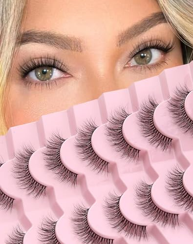 Künstliche Wimpern, natürlicher Look, flauschige Nerzwimpern, Puppenwimpern, dicke Kunstnerzwimpern, C-Curl, 14 mm, 7 Paar