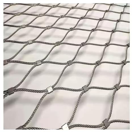 Stahlnetz Balkon Stainless Steel Mesh, 304 Edelstahl-Seilnetz, 0.6m/0.8m/1m HöHe Maschendrahtzaun, Maschen 10cm Geeignet FüR Garten Balkon Weide Schaf HüHner (1x2m)