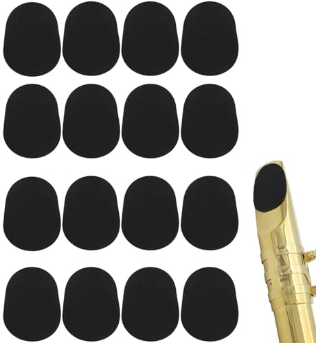 16 Stück Mundstückkissen, Bissgummi Klarinette, 0.5mm&0.8mm Alt-Tenor-Saxophon-Klarinette-Mundstück-Kissen, für Anfänger, Saxophone und Klarinetten (Schwarz)