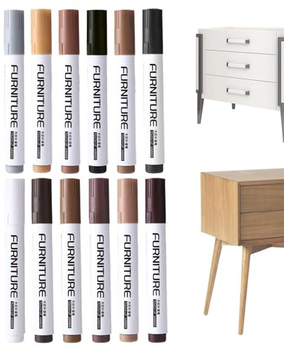 Holzmarker zur Möbelreparatur, 12 Farben, Filzstift zum Abdecken von Kratzern und Fleckenentfernung | Reparaturmarker für Holzböden - für Kratzer und Schäden an Holzböden - für Kratzer und Flecken und