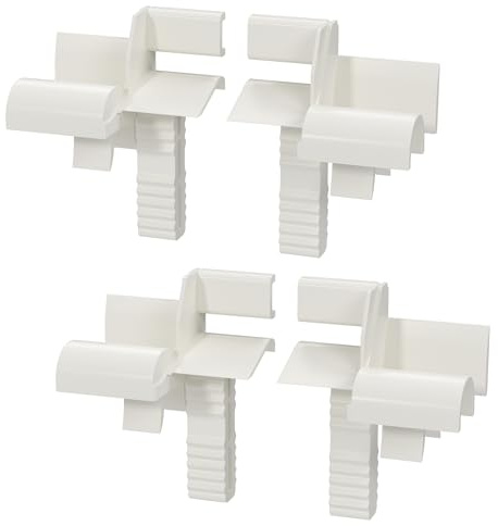 Zalava Einlauftrichter Rolladen, Vorbaurollladen für Rolladenführungen Führungsschienen, Trichterführungsschiene aus weißem PVC, links und rechts, 2 Paare