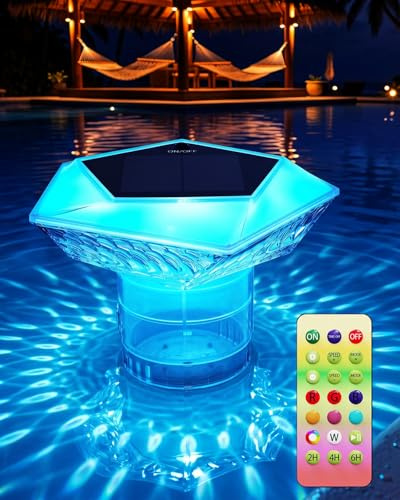 MYMULIKE Dosierschwimmer Pool, Solar Chlor Dosierschwimmer für 3 Chlortabletten, Groß Chlordosierer für Pool mit Poolbeleuchtung, Pool Chlor Dosierer- Einstellbare Freigabe Chlorspender (1 Stück)