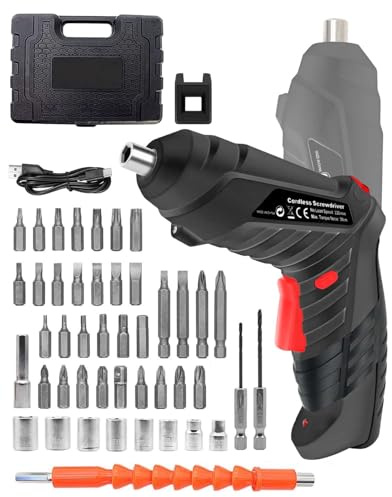 KALAHOL 50pc Electric Screwdrivers Cordless, 1300mAh Rechargeable, Black