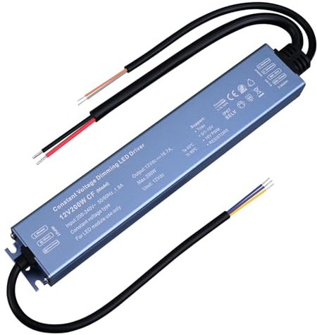 BENLUN Konstantspannung LED Netzteil 12V 16,7A 200W 5 in 1 Dimming | LED Trafo Dimmbar Outdoor Wasserdichter IP67, AC 200V-240V zu DC 12V Triac Treiber für LED Streifen