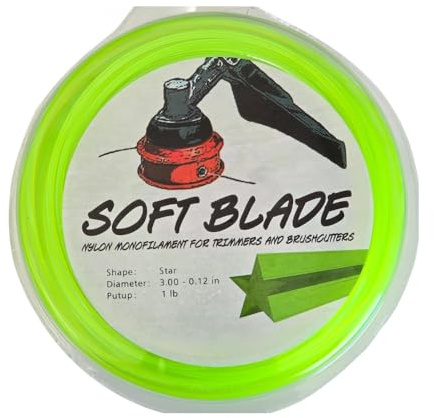 Soft Blade Filo Decespugliatore in Nylon, Forma Stella, Diametro 3mm, 1 lb, per Tagliaerba e Decespugliatori