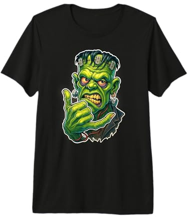 Frankenstein Monster Cool Zombie Shaka T-Shirt Haut de Gamme