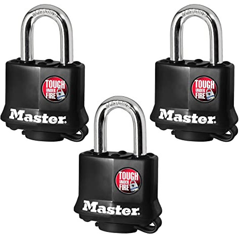Master Lock 311TRI Candado con Llave, Negro, 3 unidades