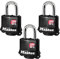 Master Lock 311TRI Candado con Llave, Negro, 3 unidades