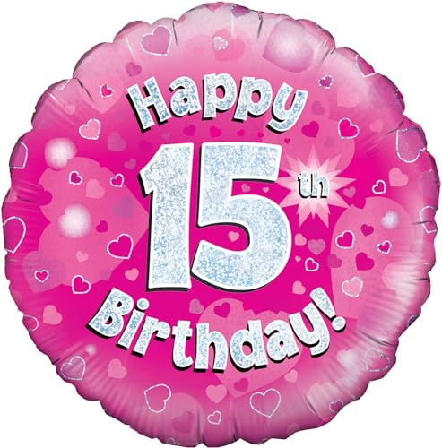 Oaktree 18 Happy 15th Birthday Pink Holographic