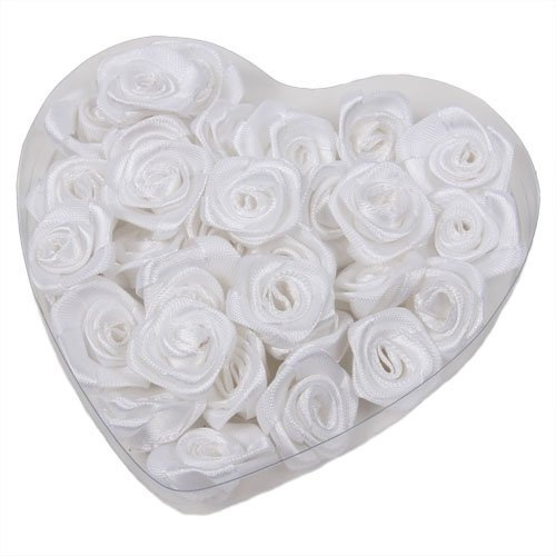 Hobbyfun Satin-Rosen, weiß, 20mm, 30Stk.