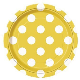 Polka Dot Yellow Small Paper Plates (Pack of 8)
