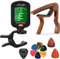 MOREYES Gitarren-Kapodaster GC-9 Rosenholz, schnell wechselbar, Zubehör für Akustikgitarren, Trigger-Kapodaster mit gratis Gitarrenplektren