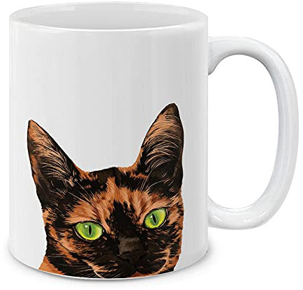 MUGBREW Black Orange Tortoiseshell Cat Ceramic Coffee Mug Tea Cup, 11 OZ