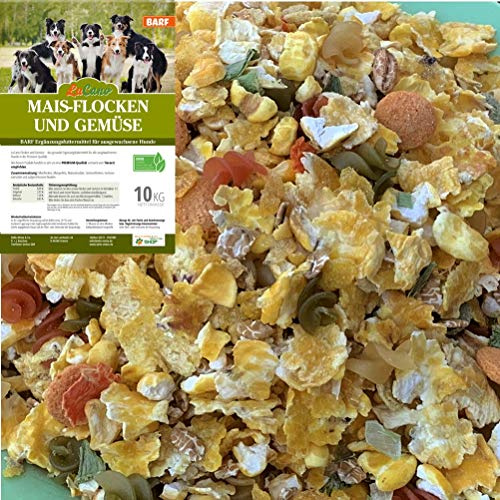 10 kg LuCano Mais + Gemüseflocken Mix Hunde Barf | Flocken-Mix | Ergänzungsfutter | Barfflocken | Hundefutter Hundeflocken Barf Gemüseflocken | Barf Futter Ergänzung getrocknet Hund | Flocken Mixer