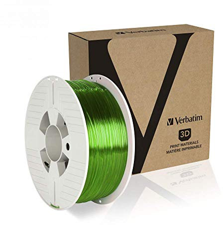 Verbatim PET-G-Filament 3D-Druck, 1,75mm, 1kg, Polyethylenterephthalat-Glykol-Filament zur Materialextrusion, 3D-Drucker & 3D-Stift, 3D-Drucker-Filament aus PET-G, grün-transparent
