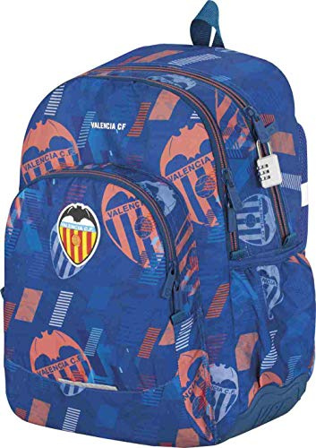 Mochila Valencia CF | Mochila Doble Compartimento Adaptable a Carro para Mochilas Escolares, Bolsillo Frontal y Candado Numérico de Seguridad - Medidas 32 x 44 x 14 cm - Color Azul