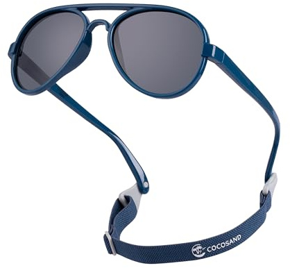 COCOSAND Babysonnenbrille mit Band, Polarisierte Pilotbrille UV400 für Säuglinge Kleinkinder Jungen Mädchen im Alter von 0-24 Monaten
