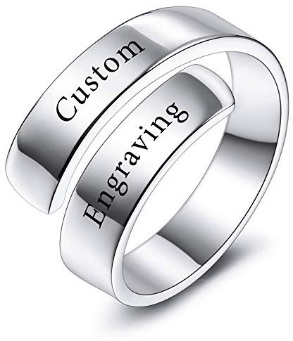 VIBOOS Personalisiert Einstellbar 925 Sterling Silber Twist Ring Gravur Name/Datum für Damen Mädchen Angepasst Geburtssteine Offener Umbruch Verlobungsring der Hochzeit
