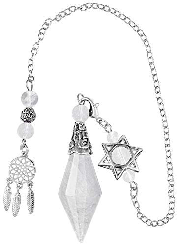 KYEYGWO Bergkristall Kegel Stein Pendel für Damen und Herren, Doppelte Kristall Punkt Pendels Doppelspitze Quarz Edelstein Anhänger für Divination Meditation Scrying Balance Reiki Heilung