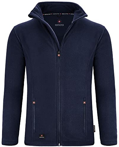Northster Giacca in pile da uomo – Morbida e calda giacca in pile da uomo – Giacca in pile da uomo – regola l'umidità, materiale in micropile per un comfort ottimale, blu navy, L