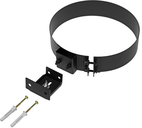 raik Ofenrohr/Rauchrohr Rohrschelle mit Wandhalterung für doppelwandige Rauchrohre Coltherm 150 mm mit Außendurchmesser 215 mm Stahlblech Schwarz SH30011496-sw