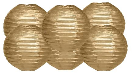 Farolillos de papel mezclados de colores de 6 faroles redondos de papel para decoración de fiesta (dorado, 6 pulgadas (15 cm)