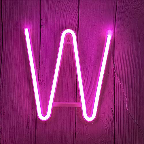 ENUOLI LED Neon Buchstaben Lichter Rosa Neonschild Leuchten Buchstaben Neonschild Batterie/USB Beleuchtete Buchstaben Neon Nachtlicht Dekor für Kinderzimmer,Hochzeit,Weihnachten,Valentinstag(W)