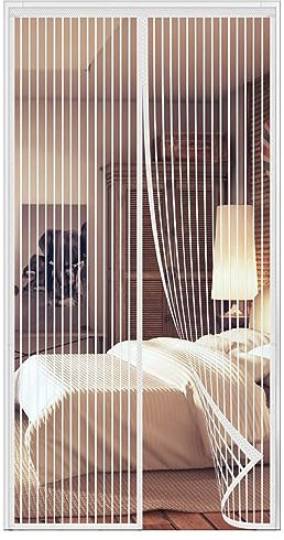 Orumrud Tenda Zanzariera Magnetica per Porte, 235x260 cm Zanzariera Porta Tenda a Rete Anti Insetti con Magneti Chiusura Automatica per Balcone Porta Soggiorno Camera Senza Forare, Bianca